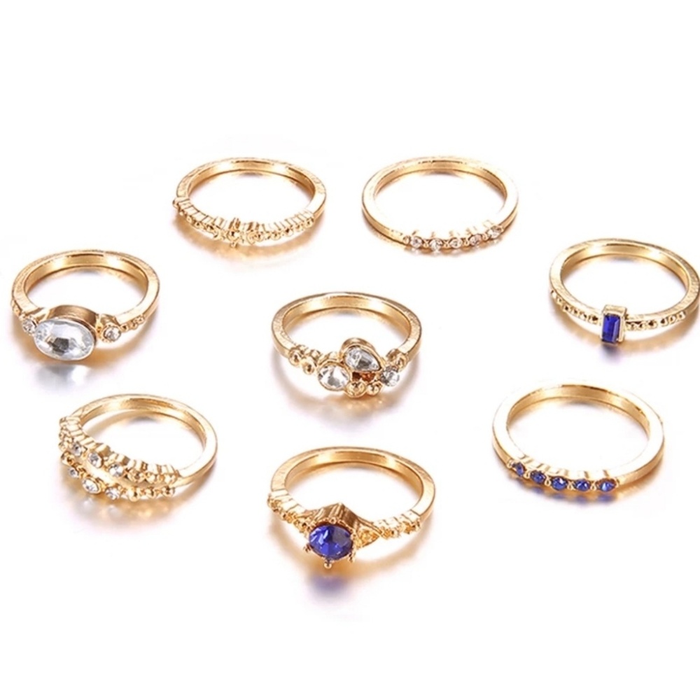 Gold midi rings set